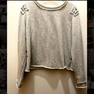 Generation Love Cropped Sweatshirt Size Medium — Gray w/ White intertwined laces